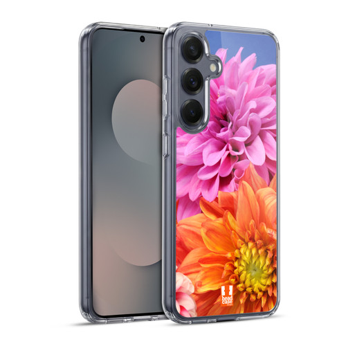 Head Case Designs Flowers Orange And Pink Dahlias Soft Gel Case for Samsung Galaxy S25+ & MagSafe
