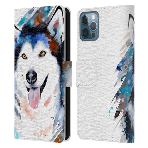 Pixie Cold Animals Husky Leather Book Wallet Case Cover For Apple iPhone 12 / iPhone 12 Pro