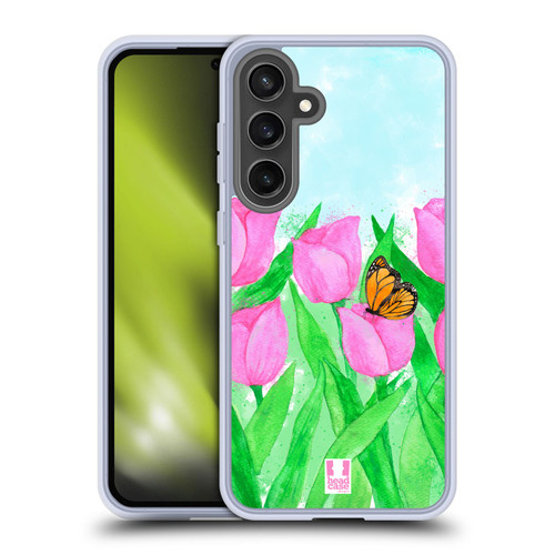 Head Case Designs Spring Flowers Delicate Tulips Soft Gel Case for Samsung Galaxy S24 FE & MagSafe