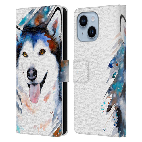 Pixie Cold Animals Husky Leather Book Wallet Case Cover For Apple iPhone 14 Plus