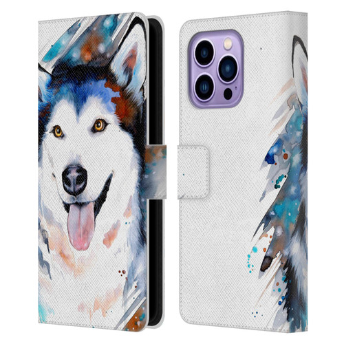 Pixie Cold Animals Husky Leather Book Wallet Case Cover For Apple iPhone 14 Pro Max