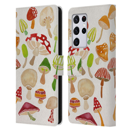 Cat Coquillette Nature Mushrooms Leather Book Wallet Case Cover For Samsung Galaxy S21 Ultra 5G
