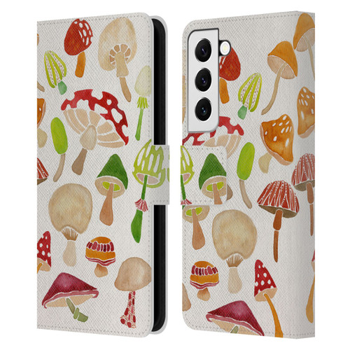 Cat Coquillette Nature Mushrooms Leather Book Wallet Case Cover For Samsung Galaxy S22 5G