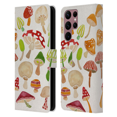Cat Coquillette Nature Mushrooms Leather Book Wallet Case Cover For Samsung Galaxy S22 Ultra 5G