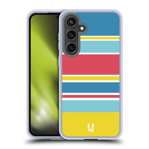 Head Case Designs Stripes Collection Blue And Pink Soft Gel Case for Samsung Galaxy S24 FE & MagSafe