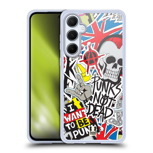 Head Case Designs Sticker Happy - New Punks Not Dead Soft Gel Case for Samsung Galaxy A55 5G