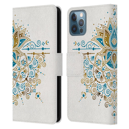 Cat Coquillette Patterns 6 Lotus Bloom Mandala 4 Leather Book Wallet Case Cover For Apple iPhone 12 / iPhone 12 Pro