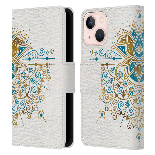 Cat Coquillette Patterns 6 Lotus Bloom Mandala 4 Leather Book Wallet Case Cover For Apple iPhone 13 Mini
