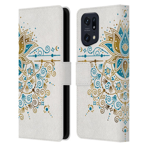 Cat Coquillette Patterns 6 Lotus Bloom Mandala 4 Leather Book Wallet Case Cover For OPPO Find X5