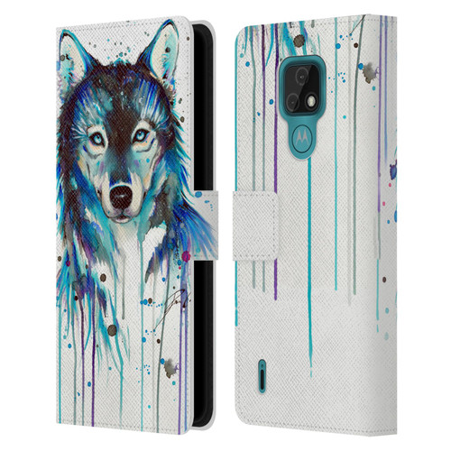 Pixie Cold Animals Ice Wolf Leather Book Wallet Case Cover For Motorola Moto E7