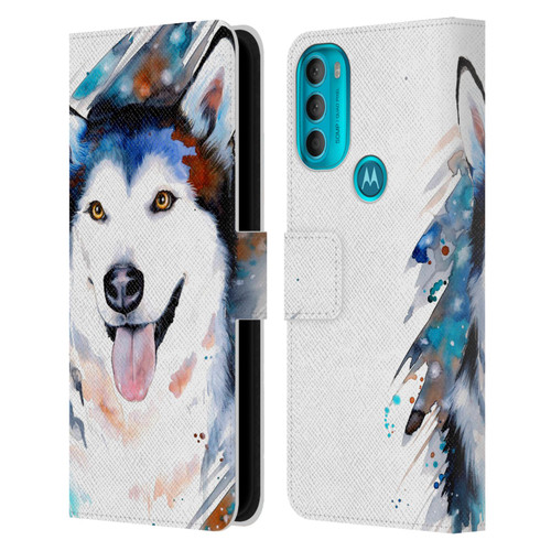 Pixie Cold Animals Husky Leather Book Wallet Case Cover For Motorola Moto G71 5G