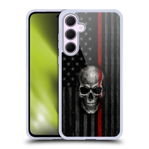Head Case Designs Football USA American Flag Black Dark Tone Skull Soft Gel Case for Samsung Galaxy A35 5G
