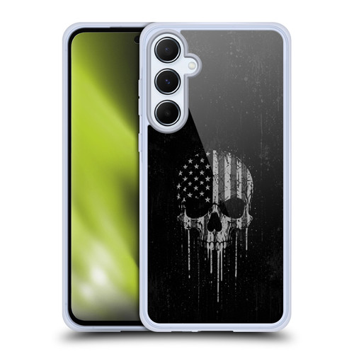 Head Case Designs Football USA American Flag Black Drip Skull Soft Gel Case for Samsung Galaxy A55 5G