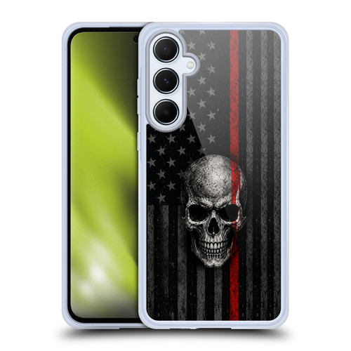 Head Case Designs Football USA American Flag Black Dark Tone Skull Soft Gel Case for Samsung Galaxy A55 5G