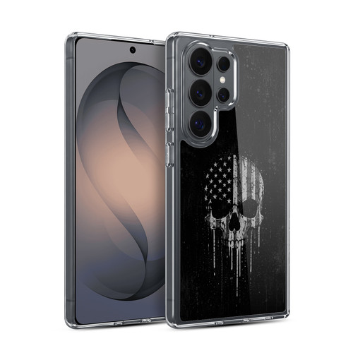 Head Case Designs Football USA American Flag Black Drip Skull Soft Gel Case for Samsung Galaxy S26 Ultra