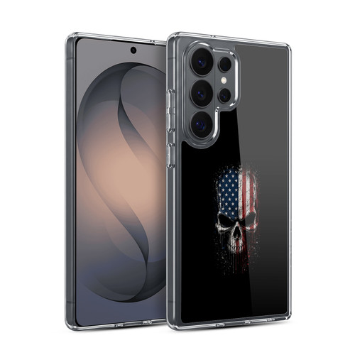 Head Case Designs Football USA American Flag Grunge Colored Skull Soft Gel Case for Samsung Galaxy S26 Ultra