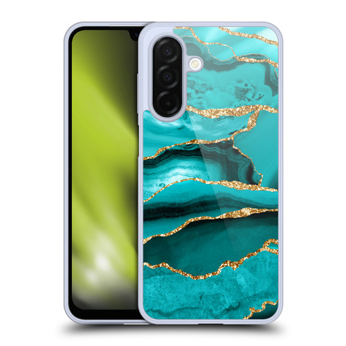 UtArt Malachite Emerald Aquamarine Gold Waves Soft Gel Case for Samsung Galaxy A26 5G