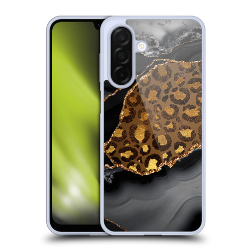 UtArt Wild Cat Marble Dark Gilded Leopard Soft Gel Case for Samsung Galaxy A26 5G