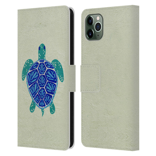 Cat Coquillette Sea Turtle Blue Leather Book Wallet Case Cover For Apple iPhone 11 Pro Max
