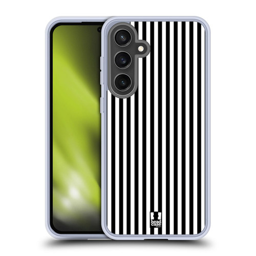 Head Case Designs Vertical Stripes Black Soft Gel Case for Samsung Galaxy S24 FE & MagSafe