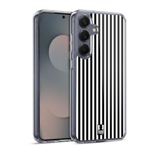 Head Case Designs Vertical Stripes Black Soft Gel Case for Samsung Galaxy S25 & MagSafe