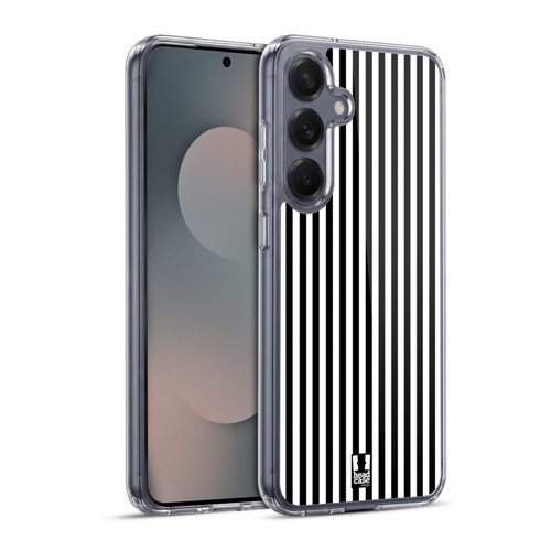 Head Case Designs Vertical Stripes Black Soft Gel Case for Samsung Galaxy S25+ & MagSafe