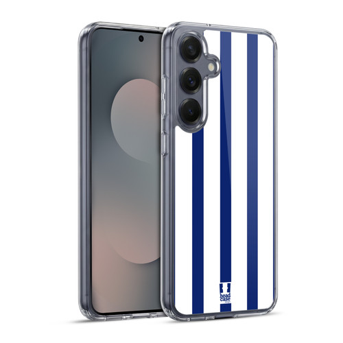 Head Case Designs Vertical Stripes Navy Blue Soft Gel Case for Samsung Galaxy S25+ & MagSafe