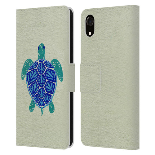 Cat Coquillette Sea Turtle Blue Leather Book Wallet Case Cover For Apple iPhone XR