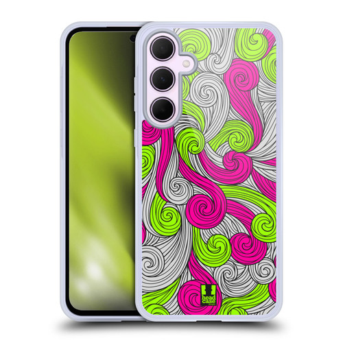 Head Case Designs Vivid Swirls Neon Pink And Green Soft Gel Case for Samsung Galaxy A35 5G