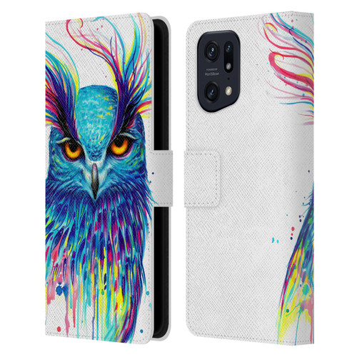 Pixie Cold Animals Into The Blue Leather Book Wallet Case Cover For OPPO Find X5