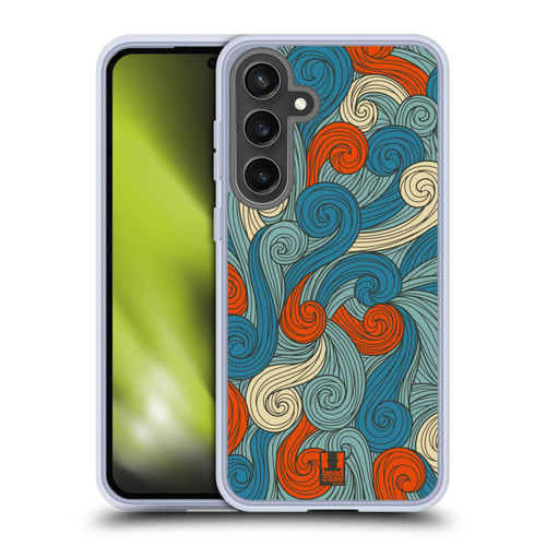 Head Case Designs Vivid Swirls Blue And Orange Soft Gel Case for Samsung Galaxy S24 FE & MagSafe