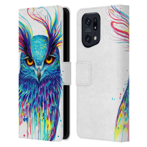 Pixie Cold Animals Into The Blue Leather Book Wallet Case Cover For OPPO Find X5 Pro