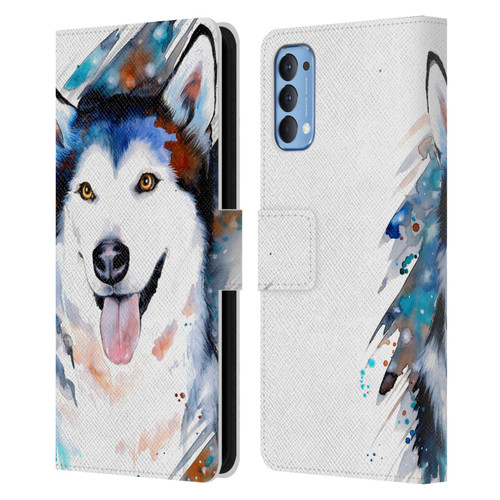 Pixie Cold Animals Husky Leather Book Wallet Case Cover For OPPO Reno 4 5G