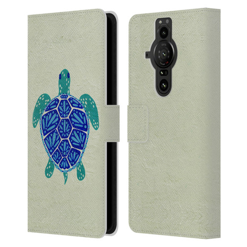Cat Coquillette Sea Turtle Blue Leather Book Wallet Case Cover For Sony Xperia Pro-I