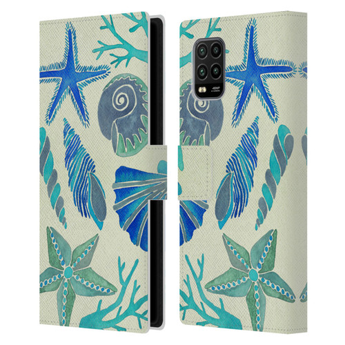 Cat Coquillette Sea Seashells Blue Leather Book Wallet Case Cover For Xiaomi Mi 10 Lite 5G