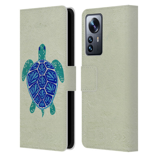 Cat Coquillette Sea Turtle Blue Leather Book Wallet Case Cover For Xiaomi 12 Pro