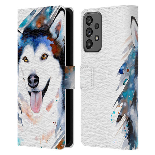 Pixie Cold Animals Husky Leather Book Wallet Case Cover For Samsung Galaxy A73 5G (2022)