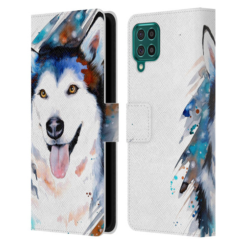 Pixie Cold Animals Husky Leather Book Wallet Case Cover For Samsung Galaxy F62 (2021)