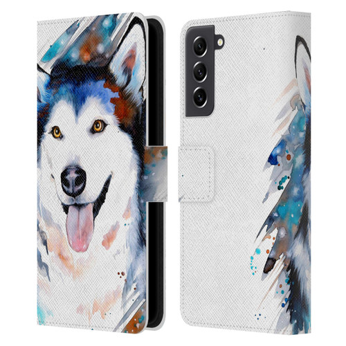 Pixie Cold Animals Husky Leather Book Wallet Case Cover For Samsung Galaxy S21 FE 5G