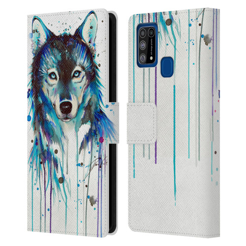 Pixie Cold Animals Ice Wolf Leather Book Wallet Case Cover For Samsung Galaxy M31 (2020)