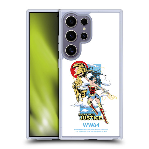 Wonder Woman 1984 Retro Art Fight For Justice Soft Gel Case for Samsung Galaxy S25 Ultra & MagSafe