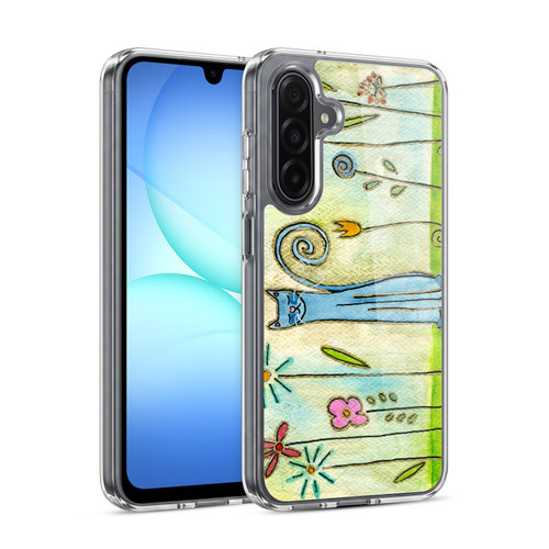 Wyanne Cat Blue Cat In The Flower Garden Soft Gel Case for Samsung Galaxy A17 4G / 5G