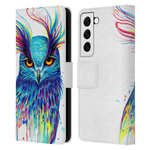 Pixie Cold Animals Into The Blue Leather Book Wallet Case Cover For Samsung Galaxy S22 5G