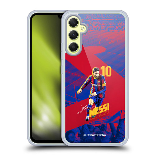 FC Barcelona 2020/21 First Team Group 1 Lionel Messi Soft Gel Case for Samsung Galaxy A34 5G