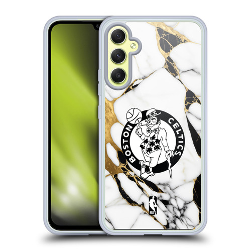 NBA Boston Celtics White Marble Soft Gel Case for Samsung Galaxy A34 5G