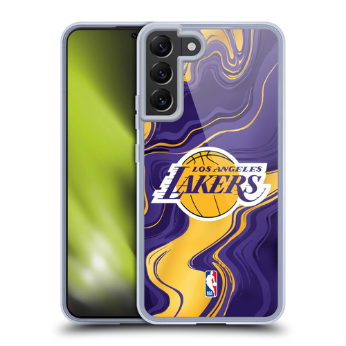 NBA Los Angeles Lakers Marble Agates Soft Gel Case for Samsung Galaxy S22+ 5G & MagSafe