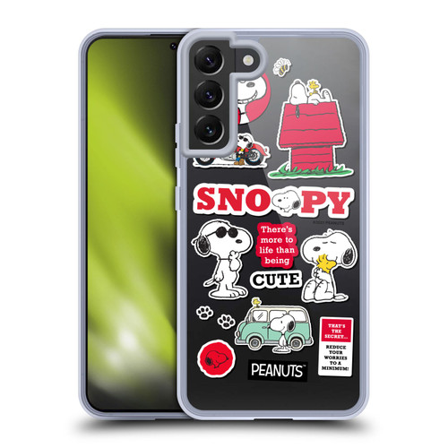 Peanuts Trends Snoopy Sticker Print Soft Gel Case for Samsung Galaxy S22+ 5G & MagSafe