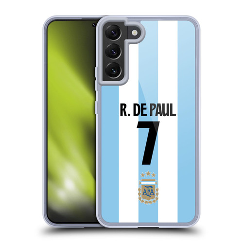 Argentina National Football Team 2024/25 Player Home Kit 1st Group Rodrigo de Paul Soft Gel Case for Samsung Galaxy S22+ 5G & MagSafe