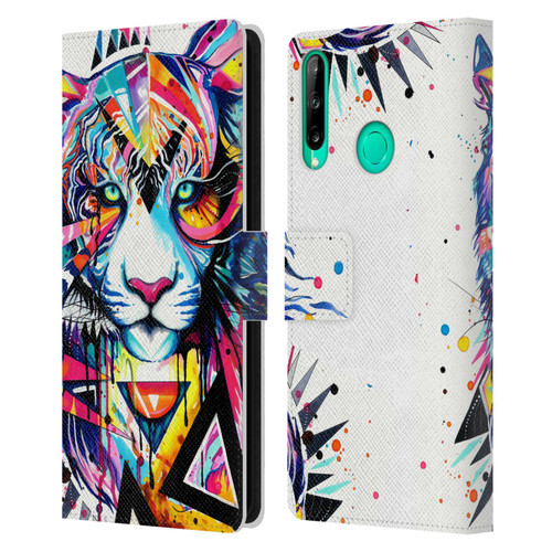 Pixie Cold Cats Shattered Tiger Leather Book Wallet Case Cover For Huawei P40 lite E