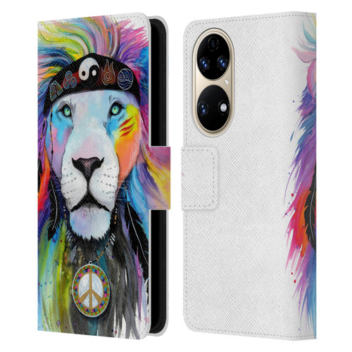 Pixie Cold Cats Hippy Lion Leather Book Wallet Case Cover For Huawei P50